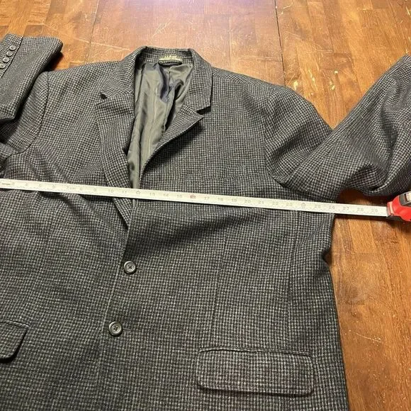 Vintage LL Bean Wool Blend 50 Tall Sport Coat Blazer Overcoat Retro Houndstooth - Picture 9 of 12